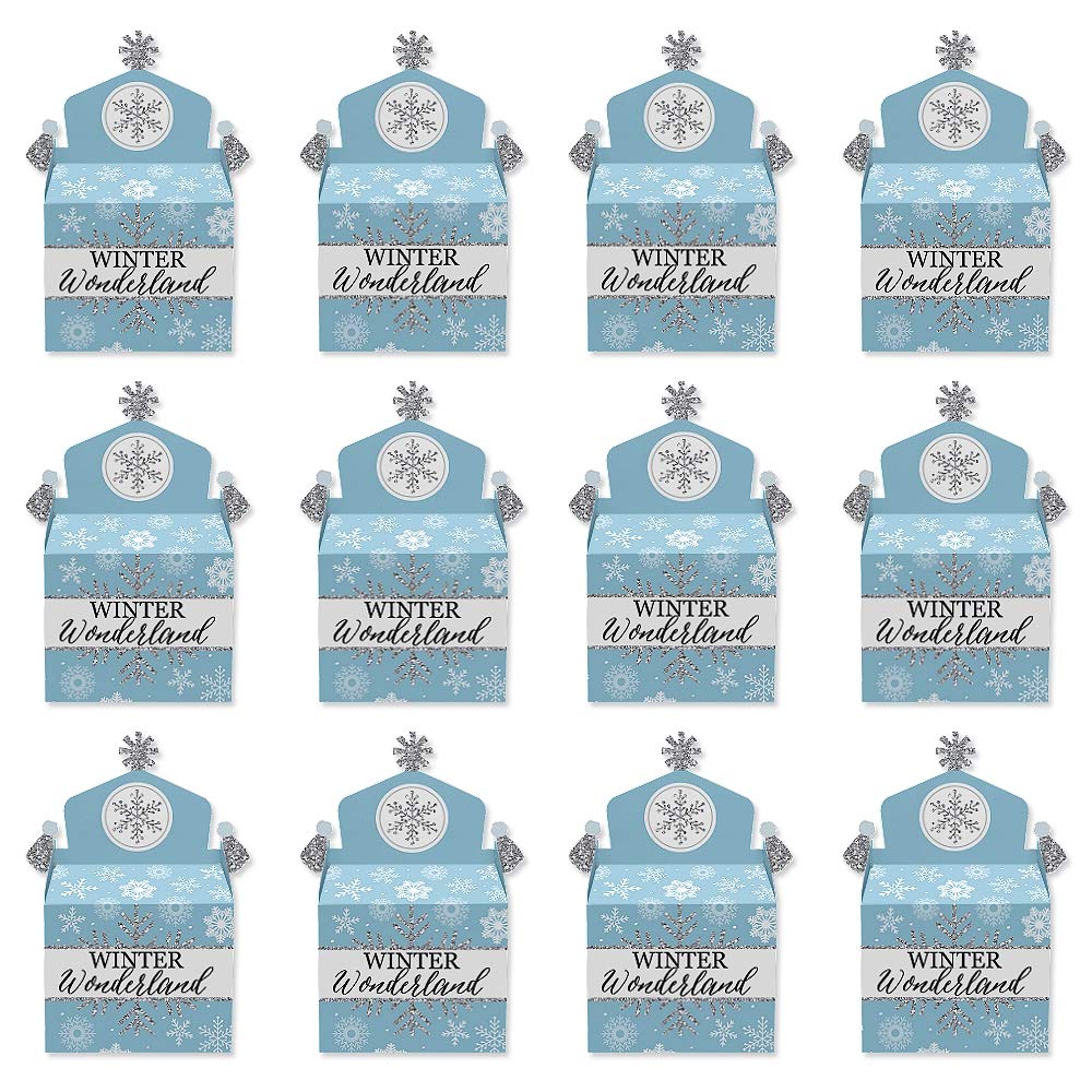 Big Dot Of Happiness Winter Wonderland - Treat Box Party Favors - Snowflake Holiday Party And Winter Wedding Goodie Gable Boxes